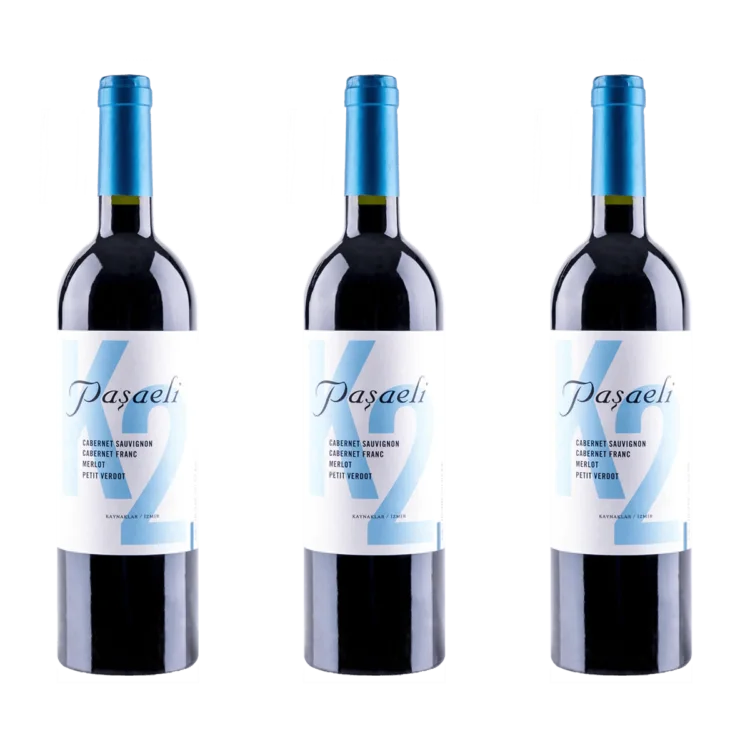 Paşaeli K2 - Cabernet Sauvignon, Cabernet Franc, Merlot, Petit Verdot 2018 (Kırmızı Şarap 3'lü Paket)